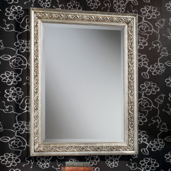 Specchiera barocca in foglia argento, dettaglio cornice