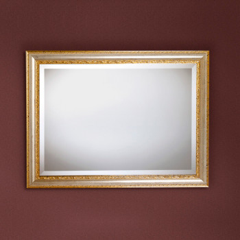 Specchiera in foglia oro e argento con cornice dettagliata