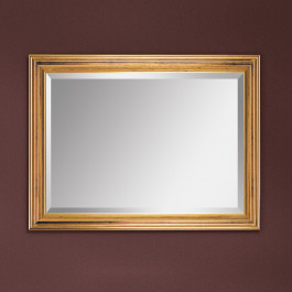 Dettaglio specchiera classica in foglia oro Specchiera classica foglia oro rettangolare bisellata