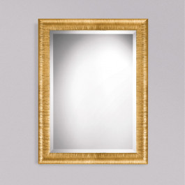 Specchiera contemporanea in foglia oro, cornice legno Specchiera contemporanea in foglia oro rettangolare