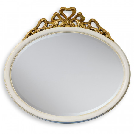 Specchiera ovale avorio con dettagli in oro