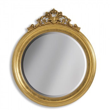 Specchiera rotonda in foglia oro con intaglio raffinato