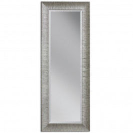 Specchiera rettangolare in foglia argento, legno Specchiera rigata in foglia argento rettangolare