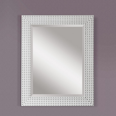 Specchiera bianca con puntini argento, cornice dettagliata