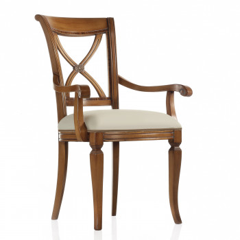 Capotavola imbottito in faggio, dettaglio schienale e braccioli