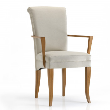 Sedia capotavola imbottita in faggio con braccioli