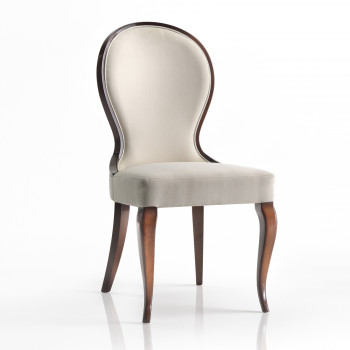 Sedia imbottita con schienale arrotondato, legno faggio