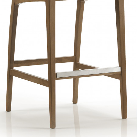 Sgabello da bancone con seduta imbottita e schienale in legno