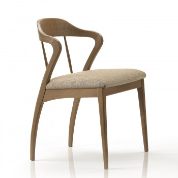 Sedia capotavola con seduta imbottita, legno curvo