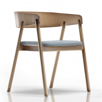 Capotavola con seduta imbottita, schienale in legno curvo