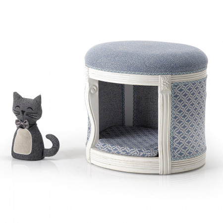 Pouff imbottito con cuccia cane gatto in legno di faggio