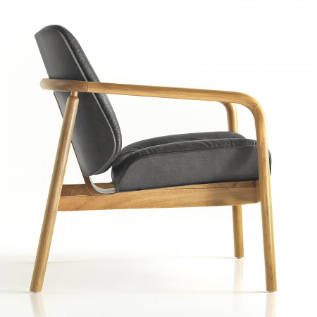 Poltrona imbottita design con struttura in legno curvato