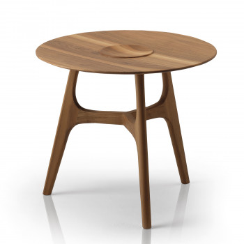 Tavolino rotondo con vassoio in faggio, dettaglio gambe