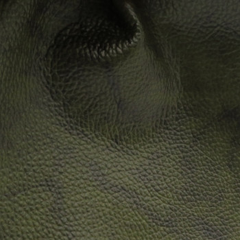 Pelle verde tamponata a mano con effetto Vintage dettaglio