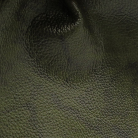 Pelle verde tamponata a mano con effetto Vintage dettaglio