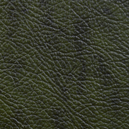 Pelle verde tamponata a mano, dettaglio effetto vintage
