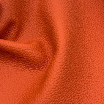 Pelle arancione Silia, dettaglio grana