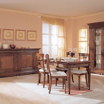 Tavolo rettangolare allungabile, dettagli del legno toulipier