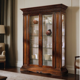Argentiera con due porte e spalle bugnate, dettaglio legno Argentiera 2 porte spalle con bugna, dettaglio vetro