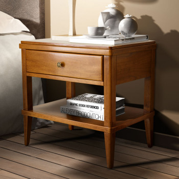 Comodino 1 cassetto in legno con ripiano inferiore
