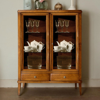 Vetrinetta in legno 2 ante, dettaglio interni vetro