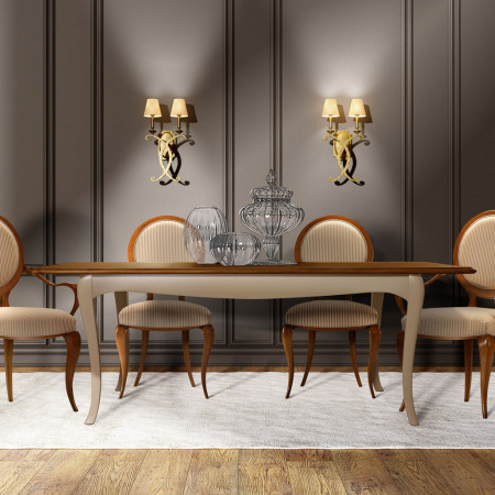 Tavolo classico allungabile ambientato, legno di noce