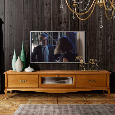 Porta TV con 3 cassetti, dettaglio frontale vetro
