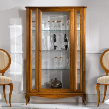 Vetrina 1 anta con fianchi in vetro, legno massello