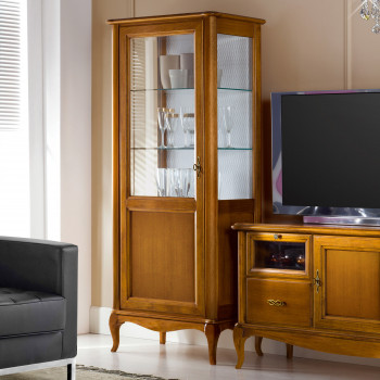 Vetrina sinistra 1 anta in legno e vetro liscio