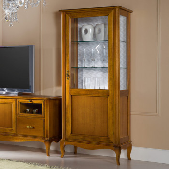 Vetrina destra 1 anta, stile classico e vetri trasparenti