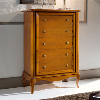 Cassettone con 5 cassetti, dettaglio frontale