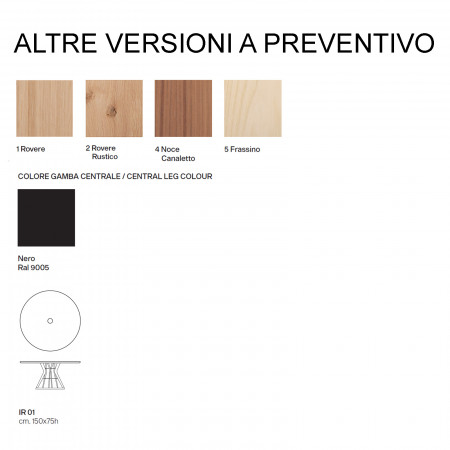 Tavolo Iron in legno massello di rovere rustico, dettagli finiture