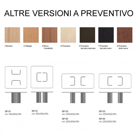 Tavolo Splint ciliegio, varianti di legno e dimensioni