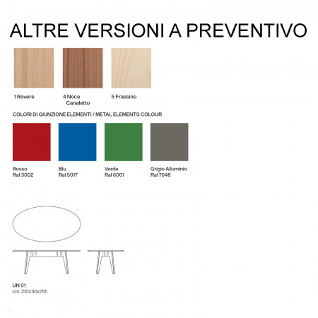 Tavolo Uno Ovale in legno frassino con varianti colore