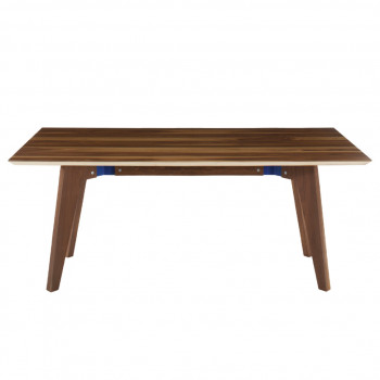 Tavolo Uno, piano rettangolare in noce canaletto, dettaglio gambe