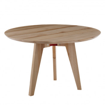 Tavolo Uno, piano rotondo in legno di frassino, dettaglio gambe