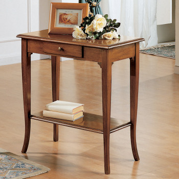 Consolina con cassetto e ripiano in legno massello