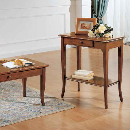 Consolina con cassetto e ripiano, legno massello