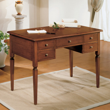 Scrittoio con gamba spillo in legno noce tanganica