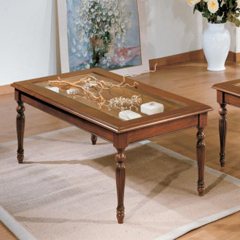 Tavolino rettangolare 120 x 60, dettaglio gambe tornite