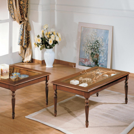 Tavolino rettangolare 120 x 60 con piano in vetro