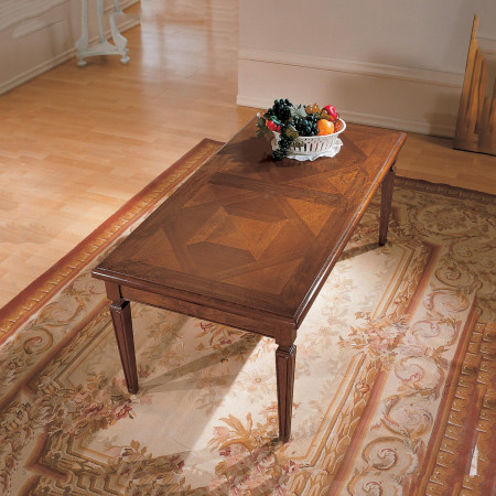 Tavolino 120x60 intarsio parquet con piano dettagliato