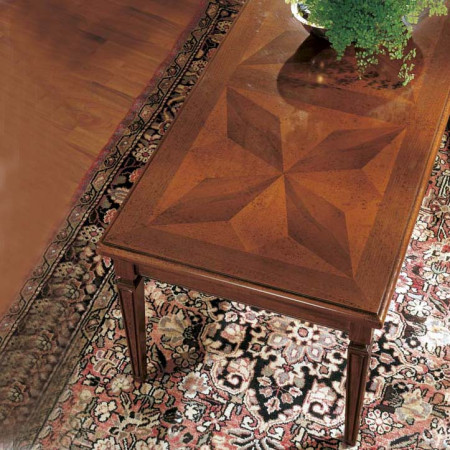 Tavolino 120x60 intarsio rosa dei venti, dettaglio piano