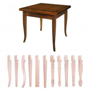 Tavolo a libro con fascia allungabile, dettaglio gambe faggio