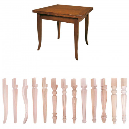 Tavolo a tiro allungabile con gambe in legno diverse