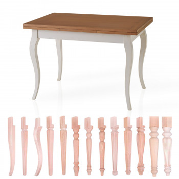 Tavolo allungabile legno toulipier e faggio con gambe a sciabola
