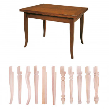 Tavolo a tiro con fascia, dettagli gambe e legno