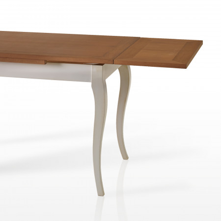 Tavolo allungabile personalizzabile legno toulipier, dettaglio gambe a sciabola