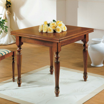 Tavolo a libro gambe scanalate allungabile dettaglio legno