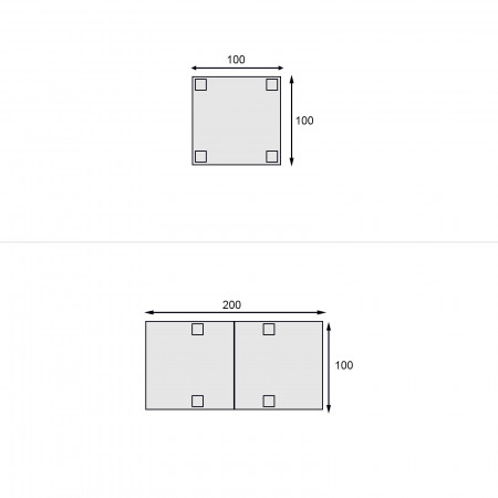 Tavolo a libro gambe scanalate, chiuso 100x100 cm
